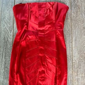 Silk Red Mini-Dress w/ Exposed Zipper